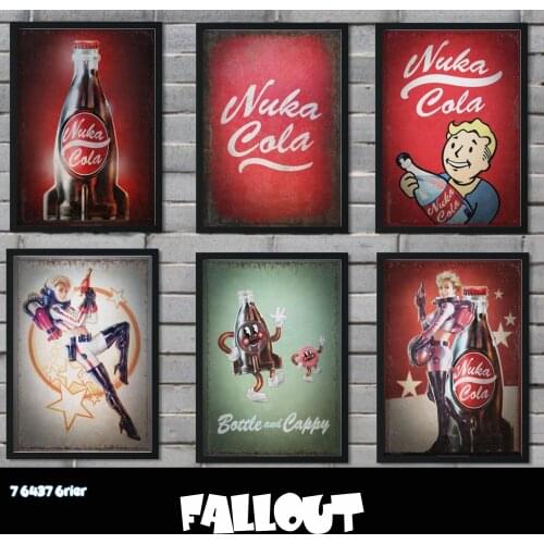 Popular Game Fallout Props Nuka Cola Retro Anime Canvas Painting Wall Print Poster Kids Bar Decor Bedroom Decoration Pictures