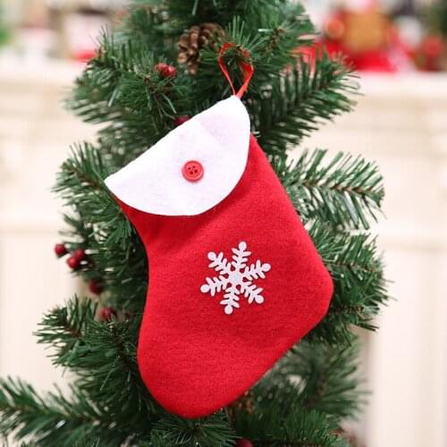 Festive Party Supplies Red cloth Christmas Stockings Envelopes Ornaments snow Buttons Gift Bags Socks 10pc/lot