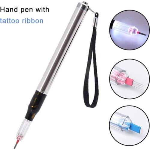 Manual Aluminum Alloy Tattoo Pen Microblading Permanent makeup Eyebrow Tools 2 usage For Flat or Round Needles