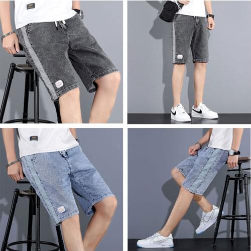 2021 new shorts mens Korean fashion straight loose denim casual shorts ins wind casual wild cotton five-point jeans shorts