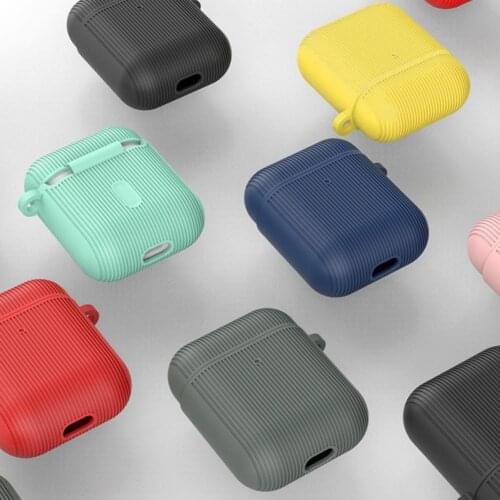 Mini Silicone Stripe Bluetooth Earphone Case Protective Cover for AirPods 1 2 With stripe design anti-slip wear-proof accessory