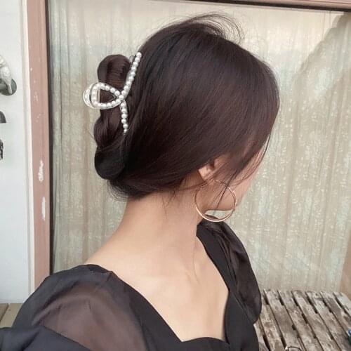 1 PC Vintage Limited Pearl Series Acrylic Hair Clips Creamy-White Color Beads Alloy Clips For Women Jewelry