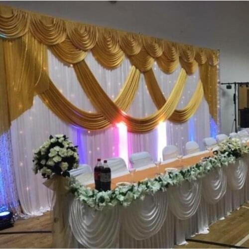 10ft x 20ft Gold with white wedding backdrop stage curtain decoration