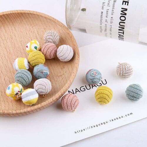 10pcs Korean Fashion Women Dangle Earrings for Women printed Fabric Corduroy Sweet Lovely Ball pendant Jewelry Accessories