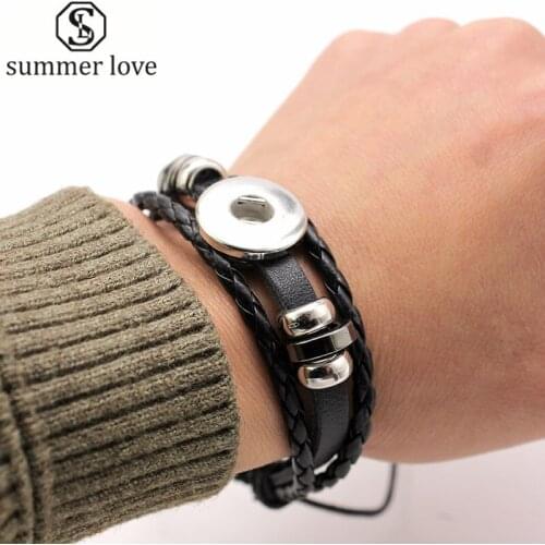 10pcs/lot Punk Multi Layer Leather Bracelet Snap Button Bracelet for Women DIY Handmade Accesorios MujerJewelry Wholesale