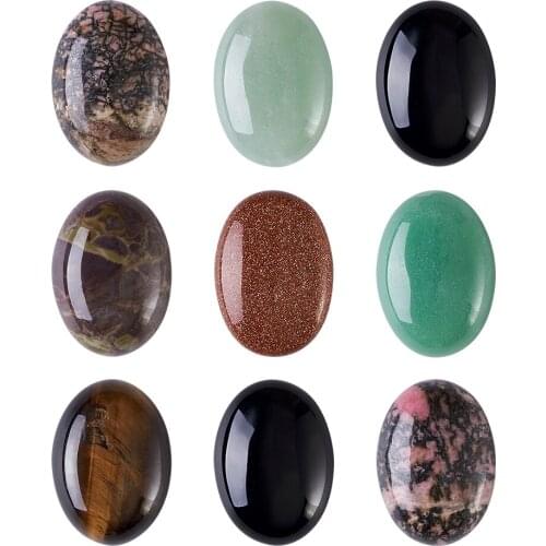 10Pcs Mixed Stone Gemstone Cabochons Oval Shape For DIY Bracelet Necklace Jewelry Making 25x18x5~7mm