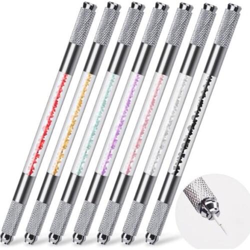 100Pcs/Lot Double Head Crystal Tattoo Pen Eyebrow Pen Korean Multi-functional Tattoo Rest Pen Tattoos Body Painting HA2072