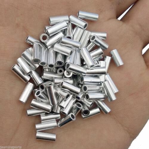 100pcs Fishing White Round Aluminum Fishing Tube Fishing Wire Pipe Crimp Sleeves Connector Fishing Line Accessories