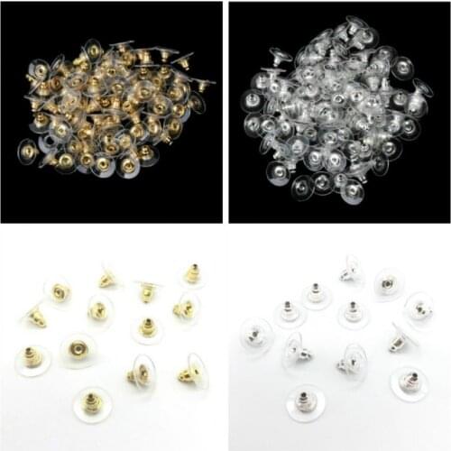 100pcs Bullet Clutch Earring Backs with Pad Ear Nut Stainless Steel Earring Stopper Plugs For Jewelry Findings Components
