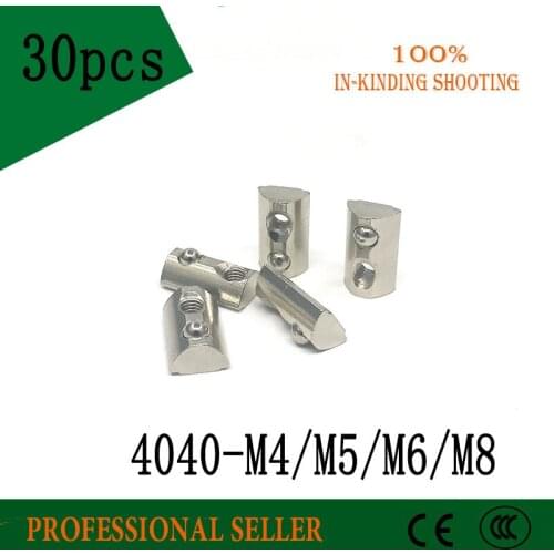 30pcs T Spring nut 40-M4/M5/M6/M8 plate with nickel Ball Block 4040 Serie Aluminum Profile Slot 8 CNC Part