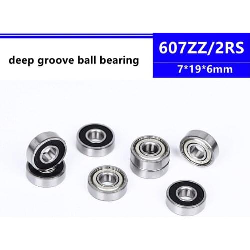 50/100pcs 607ZZ 607-2RS 7*19*6 mm miniature ball bearing 607Z 607 -2Z 2RS 607RS 607 2RS deep groove ball bearing 7x19x6 mm
