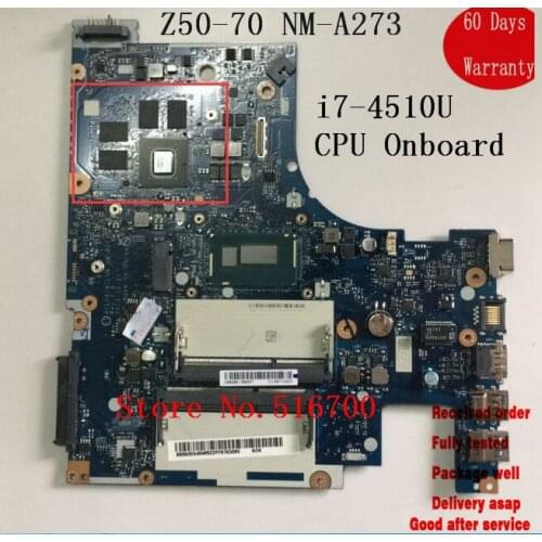 5B20G45465 Mainboard For Lenovo Z50-70 Laptop Motherboard ACLUA/ACLUB NM-A273 SR1EB I7-4510U GT840M 4GB Tested Working