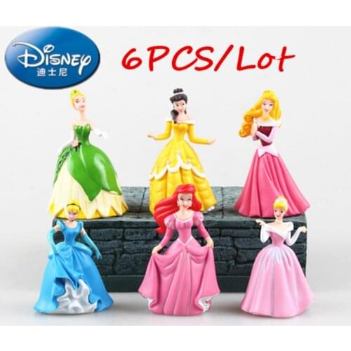 6PCS Disney Princess Bell doll Fairy Mermaid Princess Cinderella Series Exquisite Ornaments GirlsToy Gift