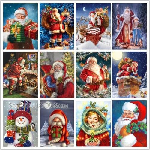 5d Diy Diamond Painting Santa Gift Rhinestone Picture Square/Round Diamond Embroidered Mosaic Decoration Gift