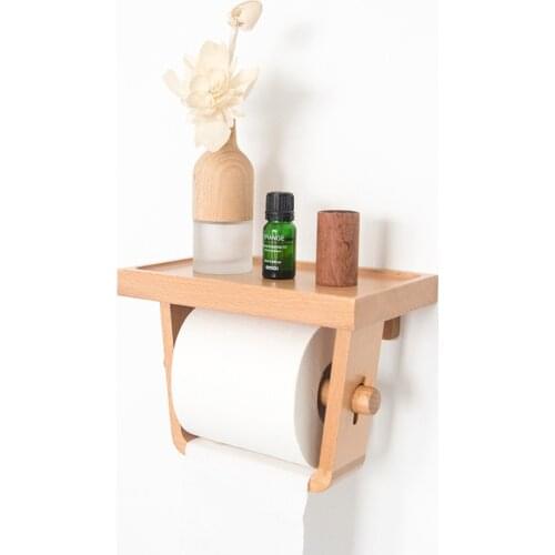 Toilet Household Toilet Paper Box Shelving Solid Wood Bathroom Paper Towel Holder
