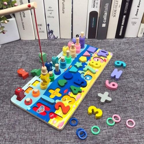 Children Wooden Toys Montessori Materials Learn To Count Numbers Matching Digital Shape Match Early Education Teaching Math Toys