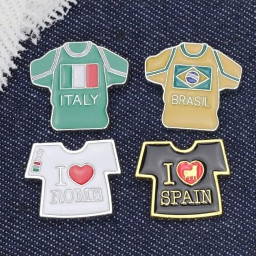 HOSENG Cartoon Fans Collection Jersey Series Brooch Man Shirt Lapel Fashion National Flag Club Enamel Jewelry Pin Gift HS_820