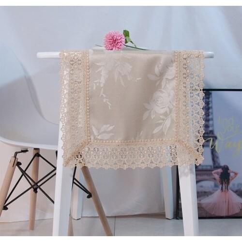 Classic Elegant European Jacquard Embroidered Taupe Color Modern Table Runner For Wedding Party Banquet Decoration Cabinet Cover