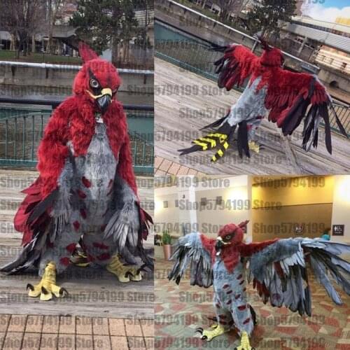 Customised #M22 red grey bird eagle Furry Fursuit Suit Mascot Costume Cosplay Animal Party Fancy Dress Carnival Birthday Gift