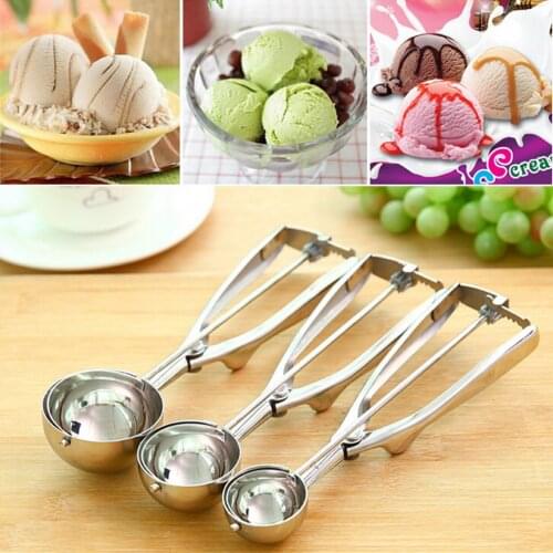 4/5/6CM Ice Cream Spoon Stainless Steel Spring Handle Cookie Scoop Fruit Spoon Ice Cream Watermelon Spoon Dig Ball Fruit Spoon