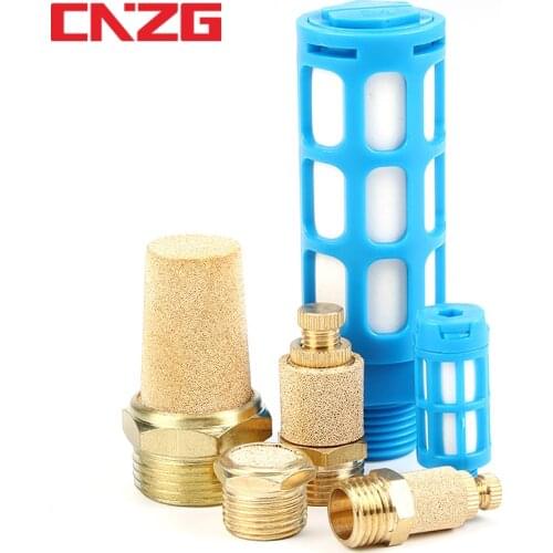 Copper fitting M5 1/8" 1/4" 3/8" 1/2" Pneumatic Brass Exhaust Muffler Pneumatic Silencers Fitting Noise Filter Reducer Connector