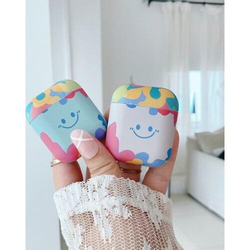 Cute cartoon Smiley crystal stickers pattern For Apple airpods 1 2 pro Bluetooth Headset Matte IMD Shell For Airpod Pro Case