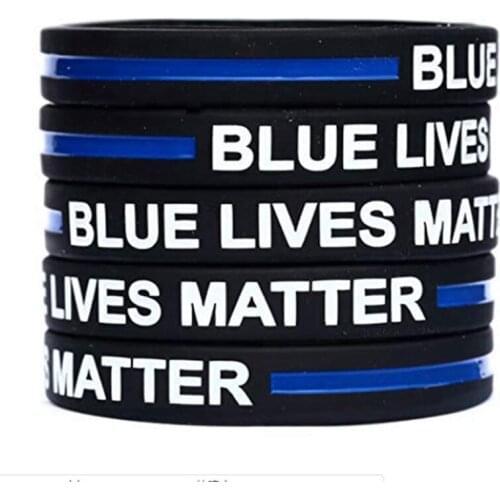 2020 FASHION! Style Police Lives Matter Wristbands Black Thin Blue Line Silicone Rubber Bracelets Wholesale