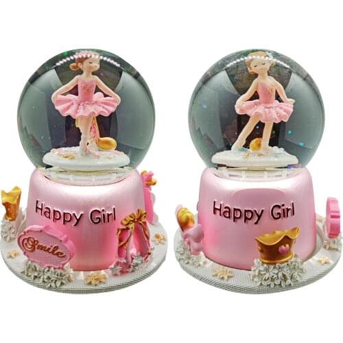 Ballerina Snow Globe Music Box Rotating Luminous Automatic Snow Music Box Crystal Ball With Dancing Girl Statue Birthday Gift