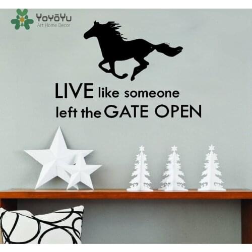 YOYOYU Wall Decal Lovely Horse Cowboy Pegatinas De Pared "Live Like Someone Left The Gate Open" Quotes Wall Decor sticker YO062