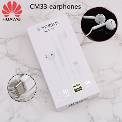 HUAWEI Original CM33 Earphone USB Type C In Ear Hearphone Headset With Mic HUAWEI Mate 10 Pro P10 P20 P30 Pro Note 10 Honor 9 10