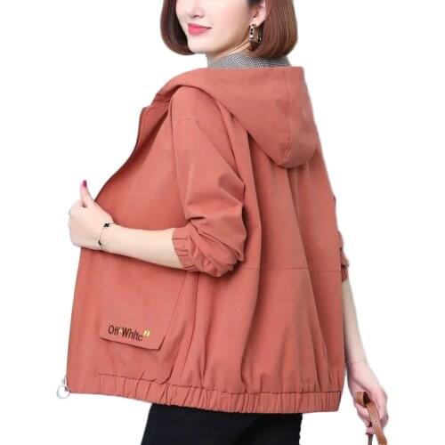 New Women Short Jacket Spring Autumn Korean Loose Plus Size Trench Coat Womens Clothing Casual Hooded Parka Outerwear 4XL 85KG