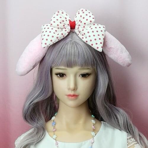 New Hand Made Work Anime My Melody Cosplay Bunny Rabbit Ears Hairhoop Bow Hairpin For Halloween Christmas Costume Accessories