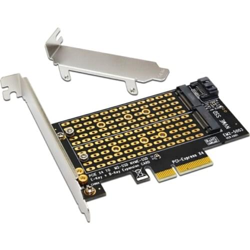 PCI-E X4 Adapter Card Support M-Key NVME B-Key SATA SSD Dual Protocol Expansion Adapter Card