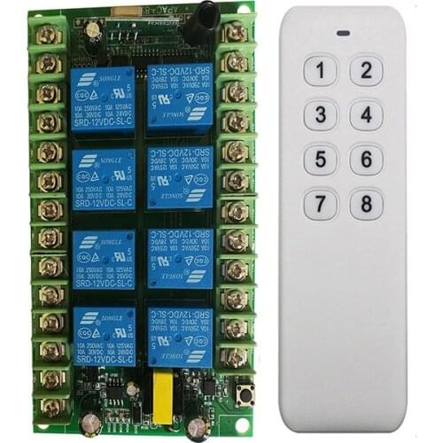 AC 220V 8 CH Channels 8CH RF Wireless Remote Control Switch Remote Control System receiver transmitter 8CH Relay 315/433 MHz