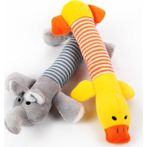 Pet Dog Plush Toys Stuffed Striped Squeaky Sound Elephant/duck/pig Puppy Squeak Chew Toy Home Dog Supplies Pet Products