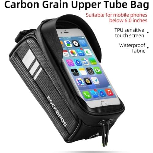 ROCKBROS Bike Bag 6.5inch Phone Case Waterproof Touch Screen Cycling Bags Front MTB Bike Accessories Top Tube Frame Bicycle Bag