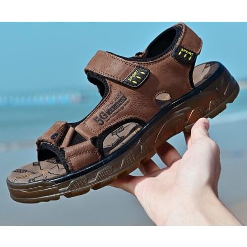 Men Casual Sport Outdoor Luxury Sandals Man Genuine Leather Beach Sandalias For Male High Quality Fishing Summer Mens Shoes