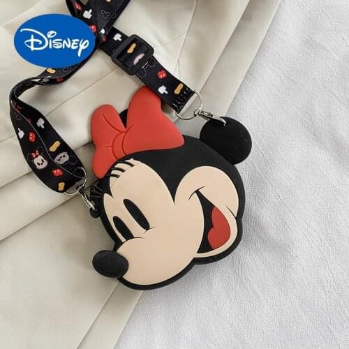 Disney Girl Cartoon Toot Mouth Series Silicone Diagonal Coin Purse Side Face Minnie Adjustable Diagonal Bag Coin Storage Bag