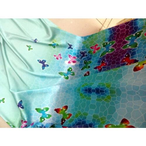 Super Hollandais Woven Fabric Heavy Silk Satin Material For Clothing Shirt Tulle Blouse Dress butterfly Printed Fabrics Textile
