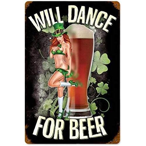 Vintage Metal signo Tin Pin Up chica baile para la cerveza hombre cueva Bar cocina restaurante de la pared