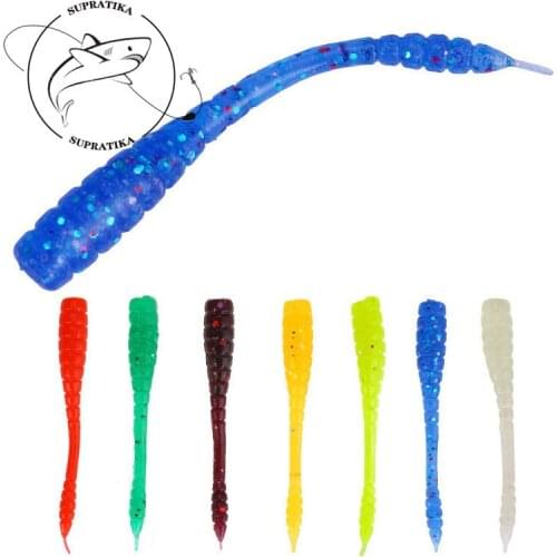 50Pcs/lot 4.5cm 0.4g Wobbler Jigging Stripe Tail Fishing Lure Bait Artificial Silicone Worm Soft Lure For Sea Fishing Tackle