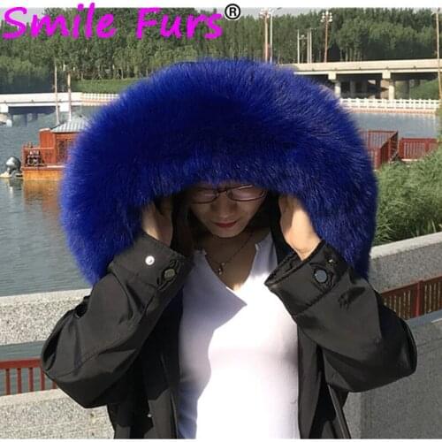 2021 New Natural Fox Fur Collar For Women Real 75*17cm Super Large Luxury Genuine Fur Scarf Men Down Coat Fashion Decoration