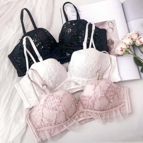 Wasteheart New Pink Women Fashion Sexy Lingerie Bra Sets Wireless Padded Bras Cotton Panties Push Up Underwear Bra Sets Cup A B