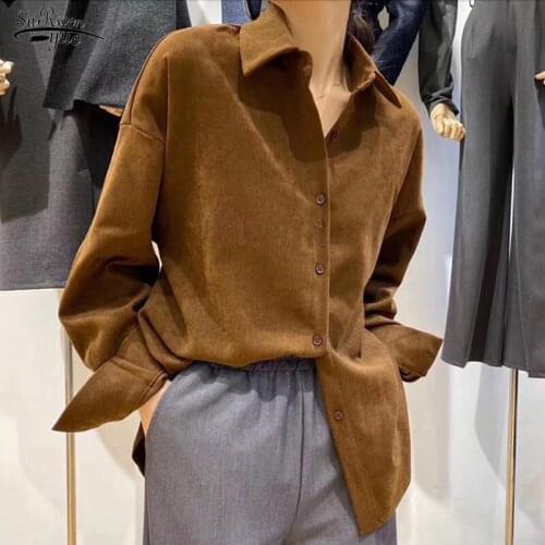 Autumn and Winter 2020 Korean Version of Retro Top Women Hong Kong Style Thickened Red Loose Sleeve Lazy Wind Coat Shirt 12694