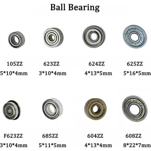 10PCS 608ZZ 105ZZ 623ZZ 624ZZ 625ZZ 685 F623ZZ 604ZZ Ball Bearing Double Shield Miniature Deep Groove Steel Single Row Bearing