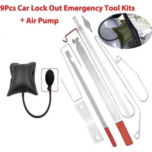 10Pcs Car Door Open Tool Key Lock Out Emergency Kit Unlock + Air Pump Universal