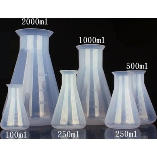 100ml/250ml/500/1000/2000ml Plastic erlenmeyer flask conical flask bottle for laboratory tests