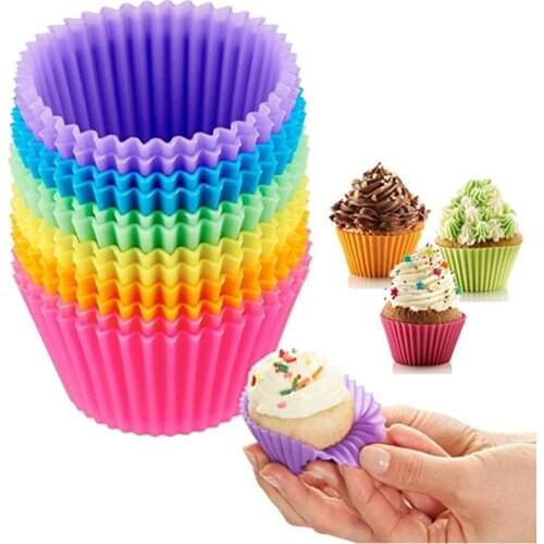 12pcs/set of silicone cake mold muffin round cupcake baking mold kitchen baking baking tools DIY cake tools