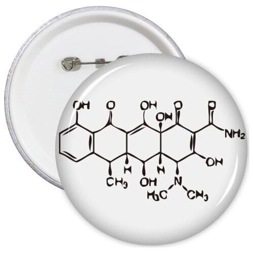 Molecular Organic Chemistry Atomic Structure Illustration Round Pins Badge Button Clothing Decoration Gift 5pcs