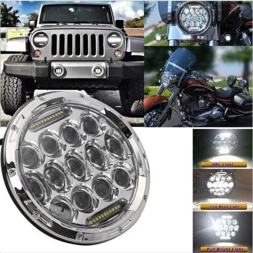 7 Inch 75W Round Driving Led Headlights DRL Hi/Lo Beam for Jeep Wrangler CJ-5 CJ-7 1997-2017 Silver Lens